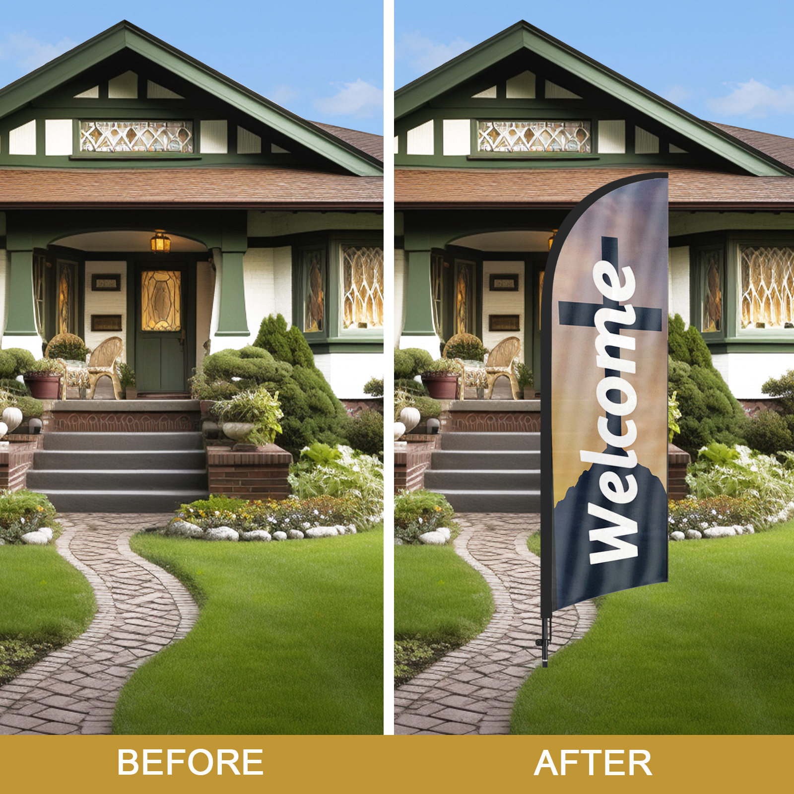 QSUM Church Themed Swooper Flag,8.2FT Religion Welcome Advertising Feather Flag with Pole Kit, Ground Spike, Religion Welcome Signs for Businesses and Storefronts