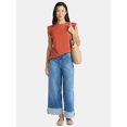 thumbnail image 2 of Time and Tru Women's Rib Ruffle Sleeve Top, Sizes XS-XXXL, 2 of 5