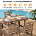 thumbnail image 2 of KINGYES 6 Piece Patio Dining Set, HDPE Outdoor Table and Chairs with Bench, Brown, 2 of 12