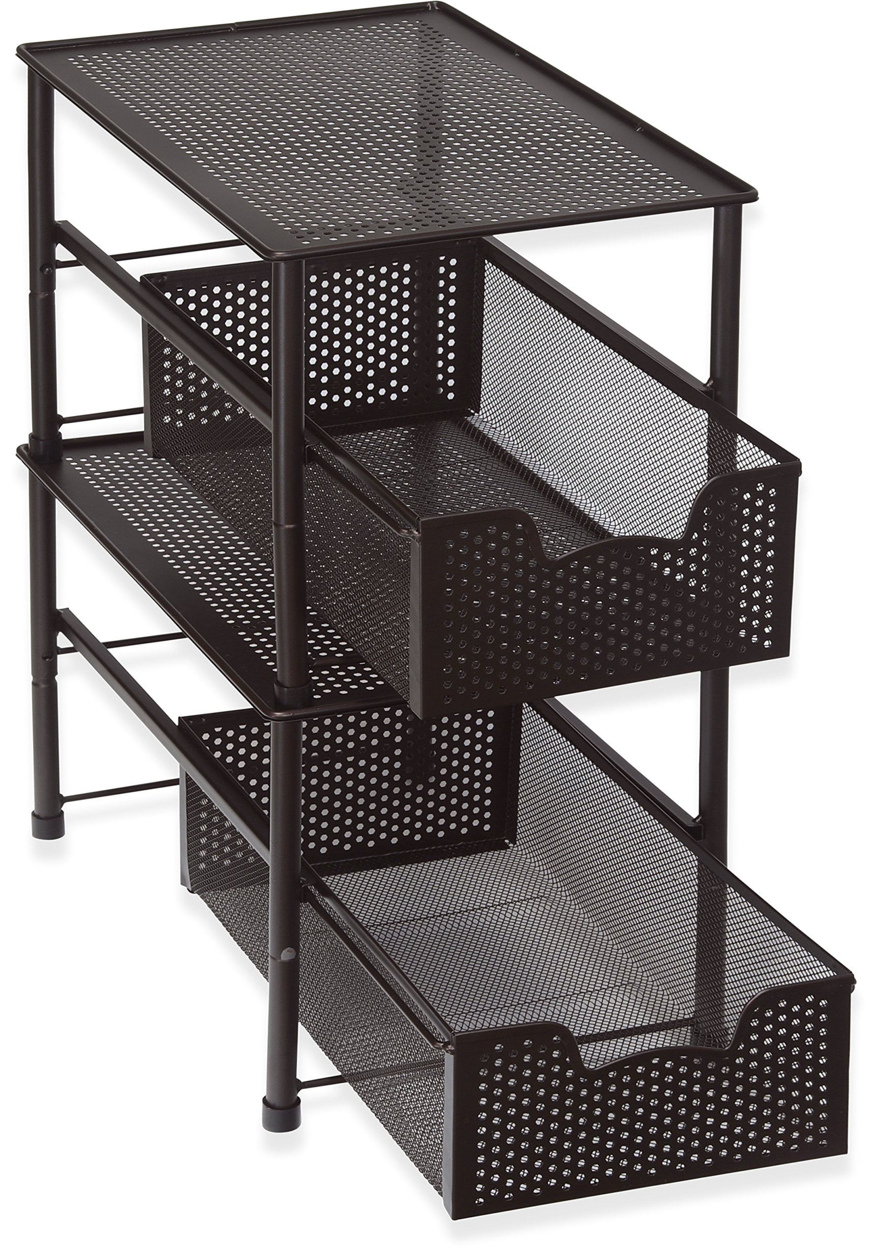 Simplehouseware Stackable Under Sink Cabinet Sliding Basket Simplehouseware Stackable Under Sink Cabinet Sliding Basket Organizer Drawer Chrome Com
