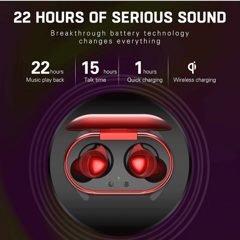 UrbanX Street Buds Plus For Mate X2 4G - True Wireless Earbuds w/Hands Free  Controls (Wireless Charging Case Included) - Red