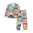 thumbnail image 1 of Balery Travel Stamp Conjunto de Pijama con Estampado para Mujer, Conjunto de Dos Piezas con Manga Larga, Ropa de Dormir Suave con Bolsillos, Pijamas Cómodos-XX-Large, 1 of 7