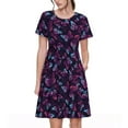 thumbnail image 1 of Fotbe Purple Butterfly Vestido Largo de Moda para Mujer, Vestido Tipo Camiseta con Manga Corta y Estilo Casual a Rayas y Bloques de Color, 1 of 6