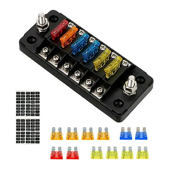 Fuse Box Holder Flame Retardant 6 Ways Blade Fuse Block with Cover Accessories for Car Marine Boat Truck Trailer