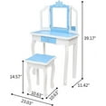 thumbnail image 6 of JOYMOR Kids Vanity Set, Wooden Princess Makeup Table with Stool, Tri-Folding Mirror, Large Drawer, Solid Wooden Legs Pretend Beauty Make Up Dressing Play Set for Girls Best Gift (Blue), 6 of 7