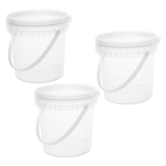 Toyvian 3pcs Small Clear Plastic Bucket with Lid Sealed Storage for Kitchen