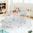 thumbnail image 3 of Folding Card Table and Chair Set of 5, Upholstered Foldable Table and Chair Set, Portable Metal Frame Children's Activity Table and Chairs Set for Eating, Reading, Playing, Beige, 3 of 8