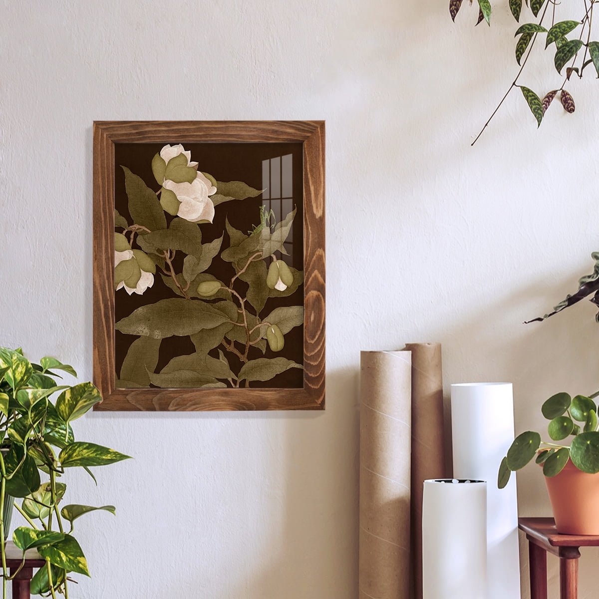 Asian Brocade I - Framed Print w/glass - Walnut