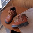 thumbnail image 7 of Ticikt Girls Retro Fashion Ankle Boots, Double‑Buckle Decor Non‑Slip Sole Faux‑Leather Short Booties,Brown, 7 of 7