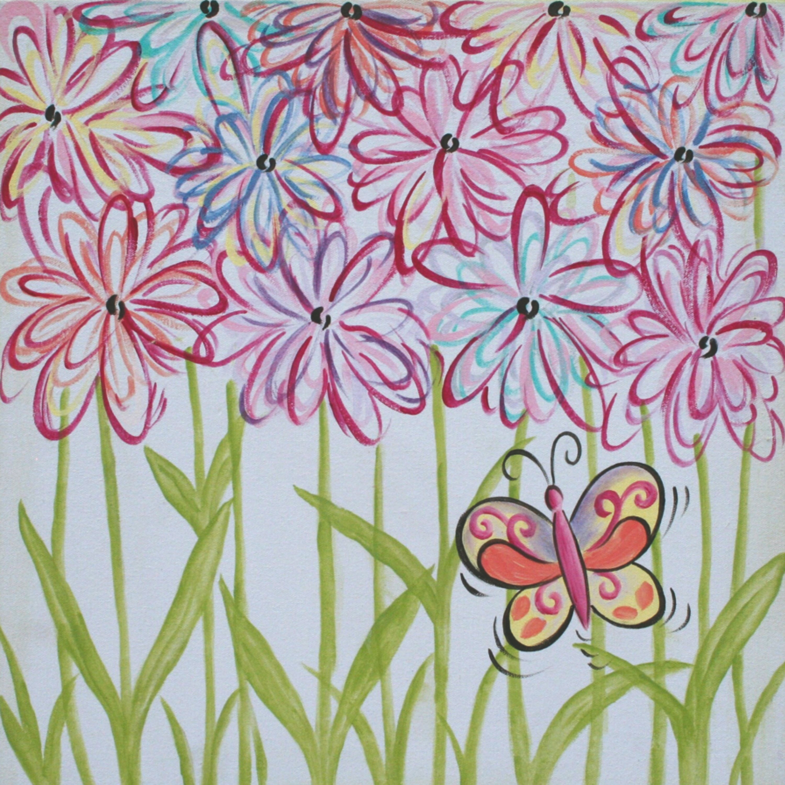 Marmont Hill "Whimsy Flowers" by Reesa Qualia Painting Print on Wrapped Canvas