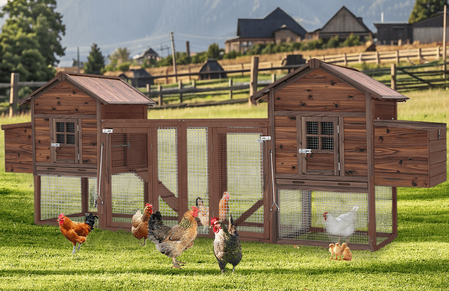 Grezone Pet-Small Predator Proof Chicken Coop Rabbit Hutch