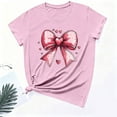 thumbnail image 6 of WHLBF Tops for Women Bow Print Valentine Romantic Round Neck Short Sleeve Blouse Pink XXXL, 6 of 6