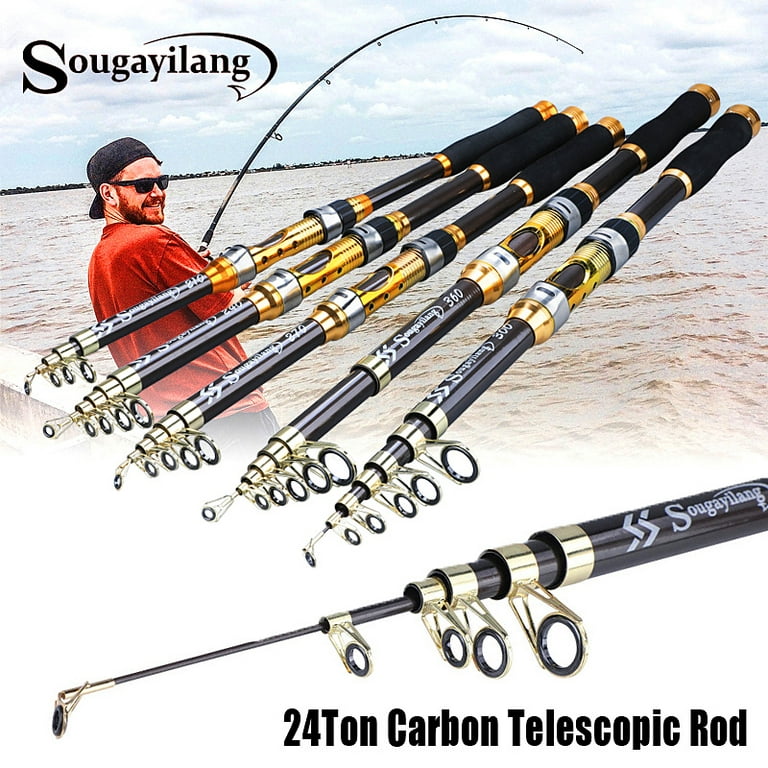 Sougayilang Telescopic Fishing Rod Spinning Carbon Fiber Fishing Pole with  EVA Handle