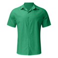 thumbnail image 4 of XDZJLR Mens Shirts Summer Hawaii Solid Short Sleeve Double Pocket Turn Down Button Tops, 4 of 5