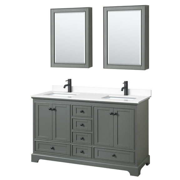 Wyndham Collection Wcs202060d-Vca-Med Deborah 60" Free Standing Double Basin Vanity Set -
