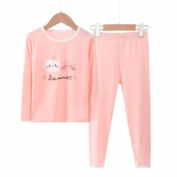 Fesfesfes Stretchy Pants Boys and Girls Printed Conditioning Suit Two-piece Conditioning Suit Sleepwear A- Set Newborn Underwear Thin Set
