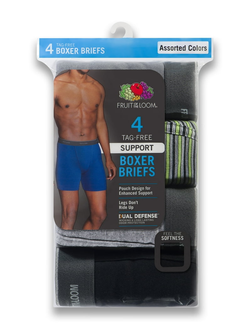 Fruit of the Loom Men's Support Pouch Boxer Briefs, 4 Pack