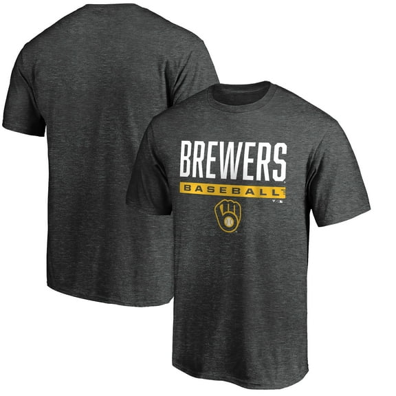 Men's Charcoal Milwaukee Brewers Win Stripe Logo T-Shirt