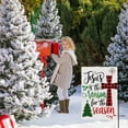 thumbnail image 4 of Christmas Garden Flag Vertical Double Sided Jesus is The Reason for The Season Burlap Winter Xmas Tree Cross Farmhouse Yard Flag Outdoor Decor 12.5 x 18 Inch, 4 of 6