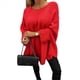 thumbnail image 3 of Suéter Elegante de Punto Tipo Capa para Mujer, Cuello Redondo, Larga, Holgado, Suéter de Punto Tipo Chal A . Rojo M, 3 of 7