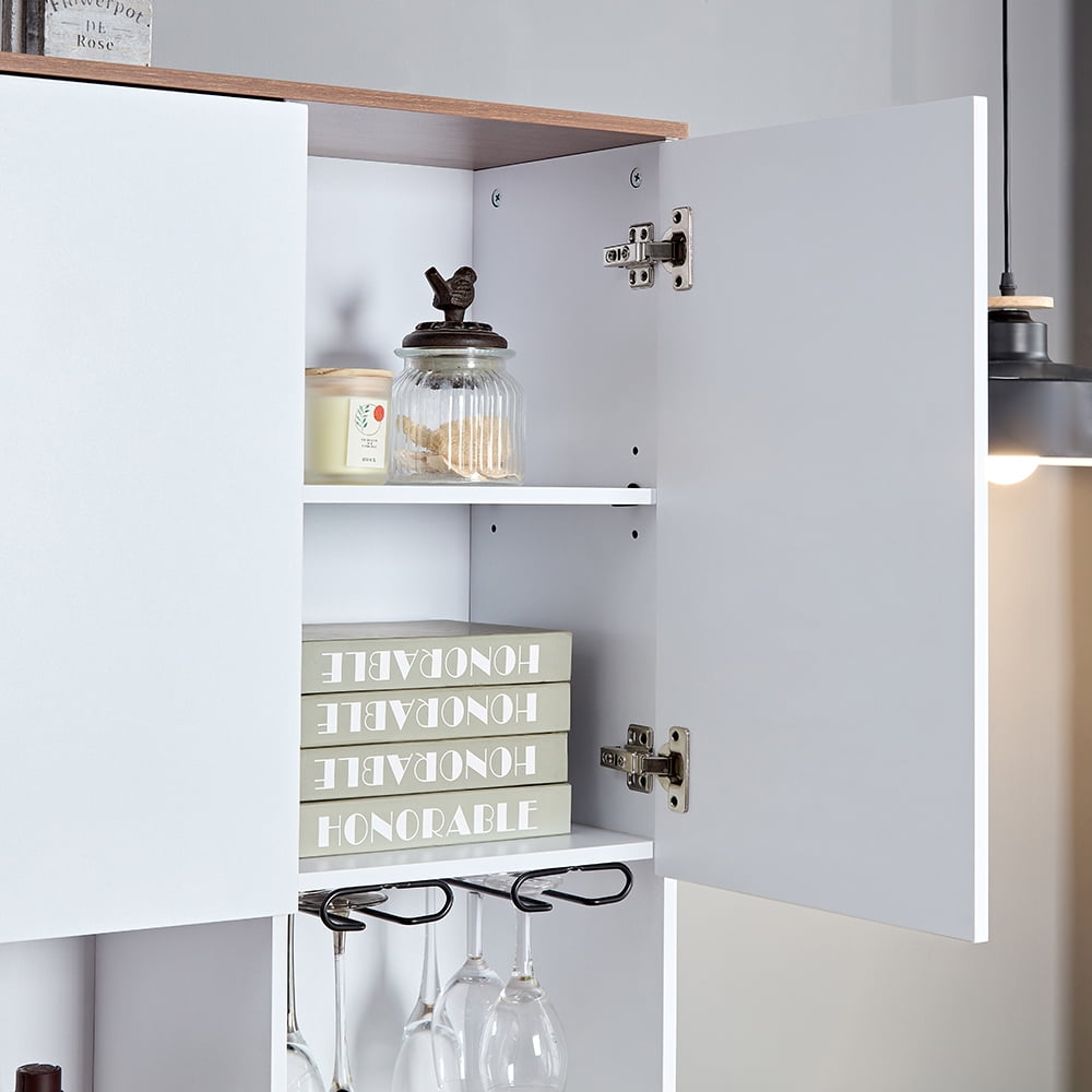 Finihen Coffee Bar Wine Cabinet, Kitchen Buffet Cabinet with Storage, Liquor Cabinet for Home, Dining Room, White Finihen Coffee Bar Wine Cabinet, Kitchen Buffet Cabinet with Storage, Liquor Cabinet for Home, Dining Room, White