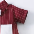 thumbnail image 6 of Kucnuzki Newborn Baby Boy Clothes 9 Months Spring Summer Jumpsuit Bodysuit 12 Months Short Sleeve Gentle Stripe Prints Button-Up Collar Overall Jumpsuit Hat 2PCS Set Red, 6 of 8