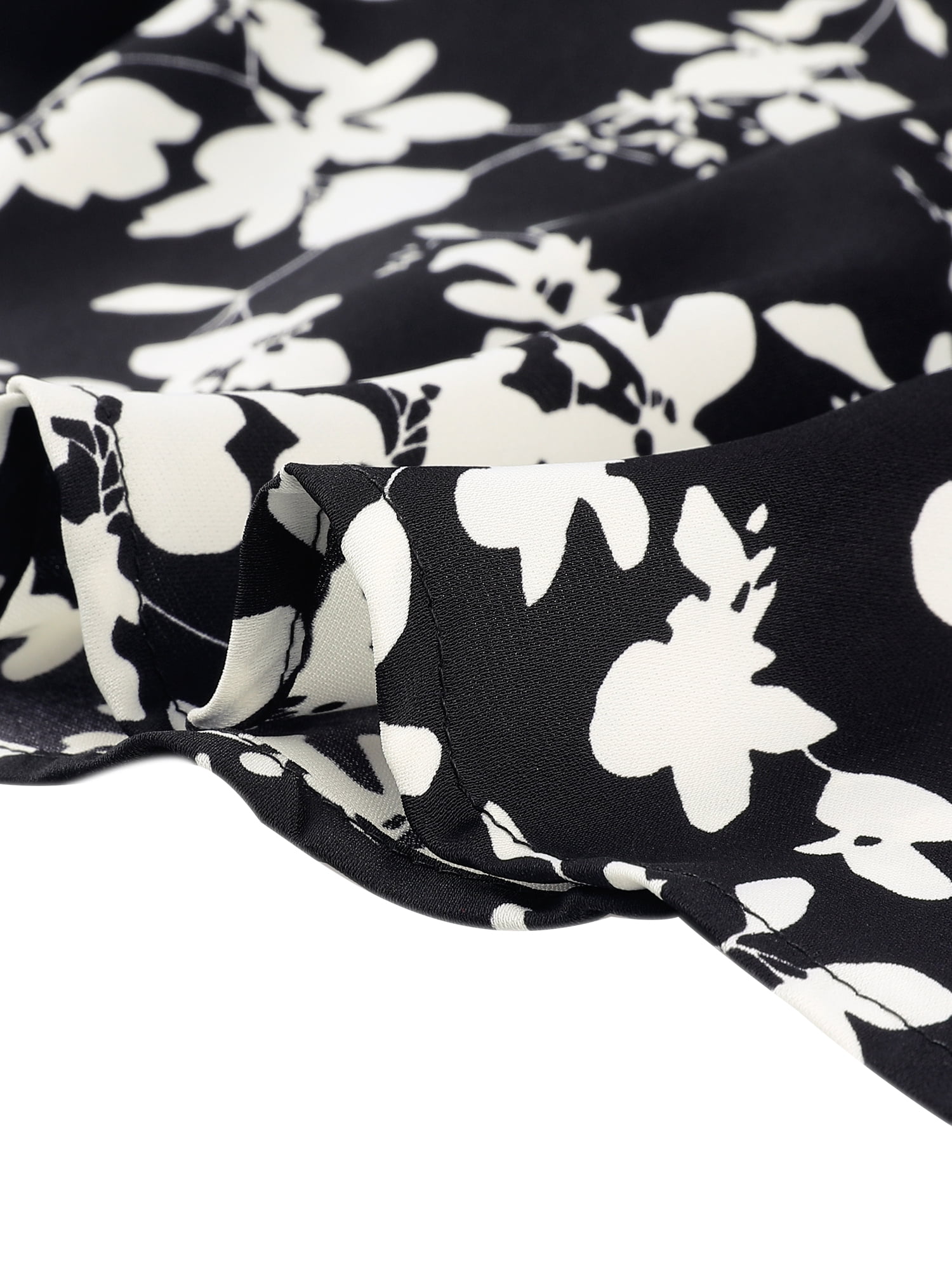 DARING DIVA Women's V Neck Sleeveless Wrap Peplum Tie Waist Top M Black White-Floral