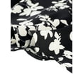 thumbnail image 5 of DARING DIVA Women's V Neck Sleeveless Wrap Peplum Tie Waist Top L Black White-Floral, 5 of 6