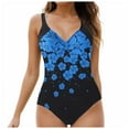 thumbnail image 1 of Huesdet Girls One Piece Swimsuits Multi Strap Cross Back Tummy Control Island Goddess[Blue,L], 1 of 9