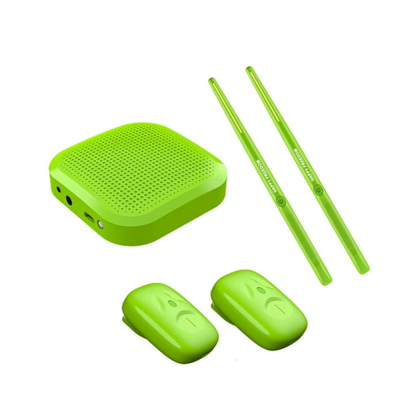 Tambor de aire con baquetas, juego de batería de bolsillo, juego de batería de aire eléctrica, juego de batería de aire para principiantes, niños, , Profesional verde Baoblaze Tambor de aire electrónico