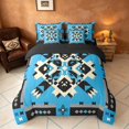 thumbnail image 3 of Manfei Southwest Tribal Twin Bedding, Geometric Aztec Bedding Comforter Set, Blue Black, Black Reversible 7-Piece, 3 of 6