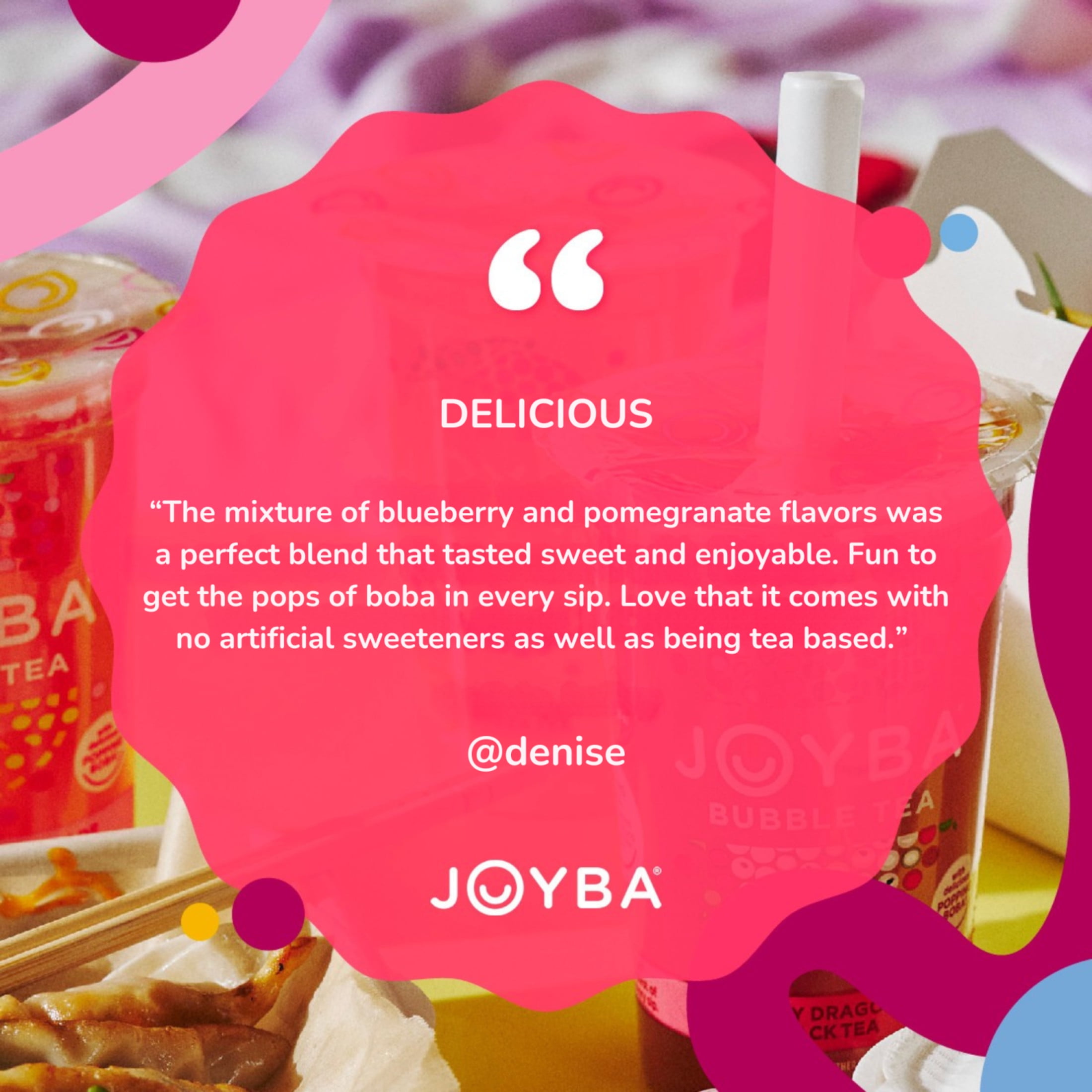 Joyba Blueberry Pomegranate Black Tea Bubble Tea, 12 fl oz Cup (Pack of 4)