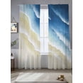 thumbnail image 2 of Abstract Beach Sheer Curtains 108 Inch Long 2 Panels, Navy Blue Beige Ombre Ocean Wave Coastal Sand Light Filtering Rod Pocket Curtains, Sheer Voile Drapes for Living Room Bedroom, 52"x108", 2 of 8