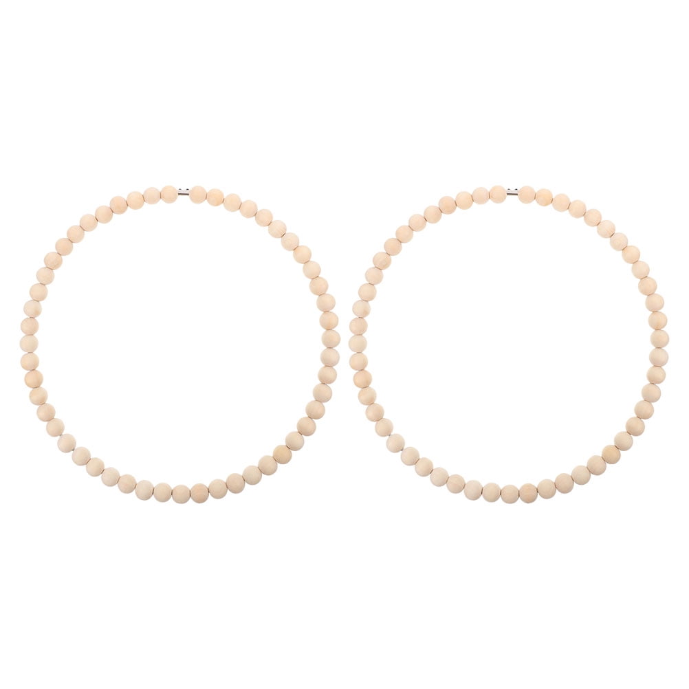 BESTYASH Stainless Steel Floral Hoop with Wood Beads for DIY Wreaths and Dream Catcher Decor Light Brown 30cm