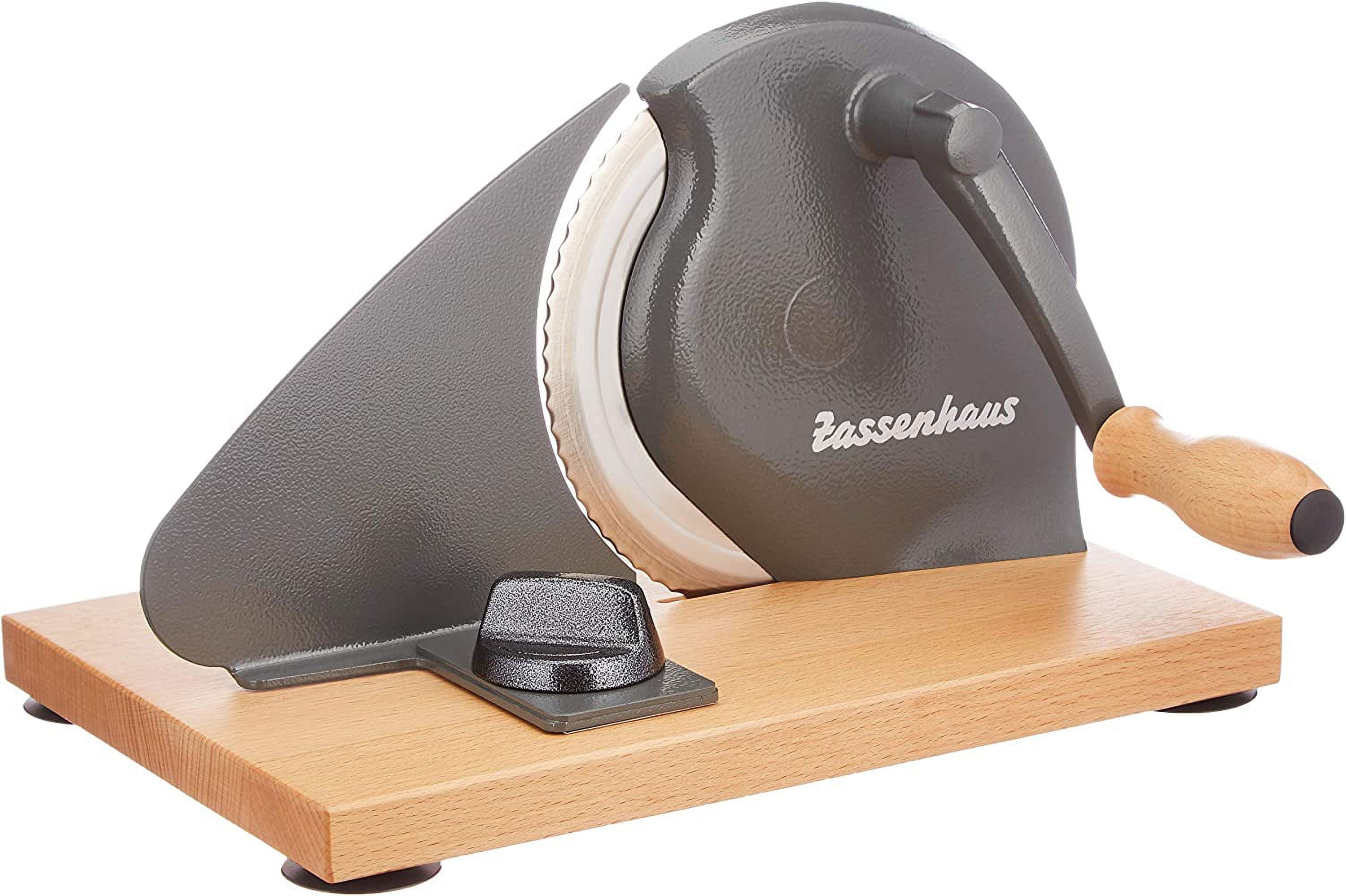Zassenhaus Manual Bread Slicer, Classic Hand Crank Home Bread Slicer  (Black) 11.75 Inch by 8 Inch