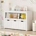 thumbnail image 2 of Costway Storage Cabinet 3 Drawer Chest w/Wheels Large Storage Cube Shelf White, 2 of 11