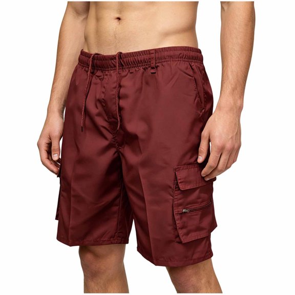 Xzbqbs Men's Outdoor Cargo Shorts Zipper Multi Pocket Inner Drawstring Waist 5 Inch Summer Bottoms Solid Color Lightweight Hiking Utility Trousers with Pockets