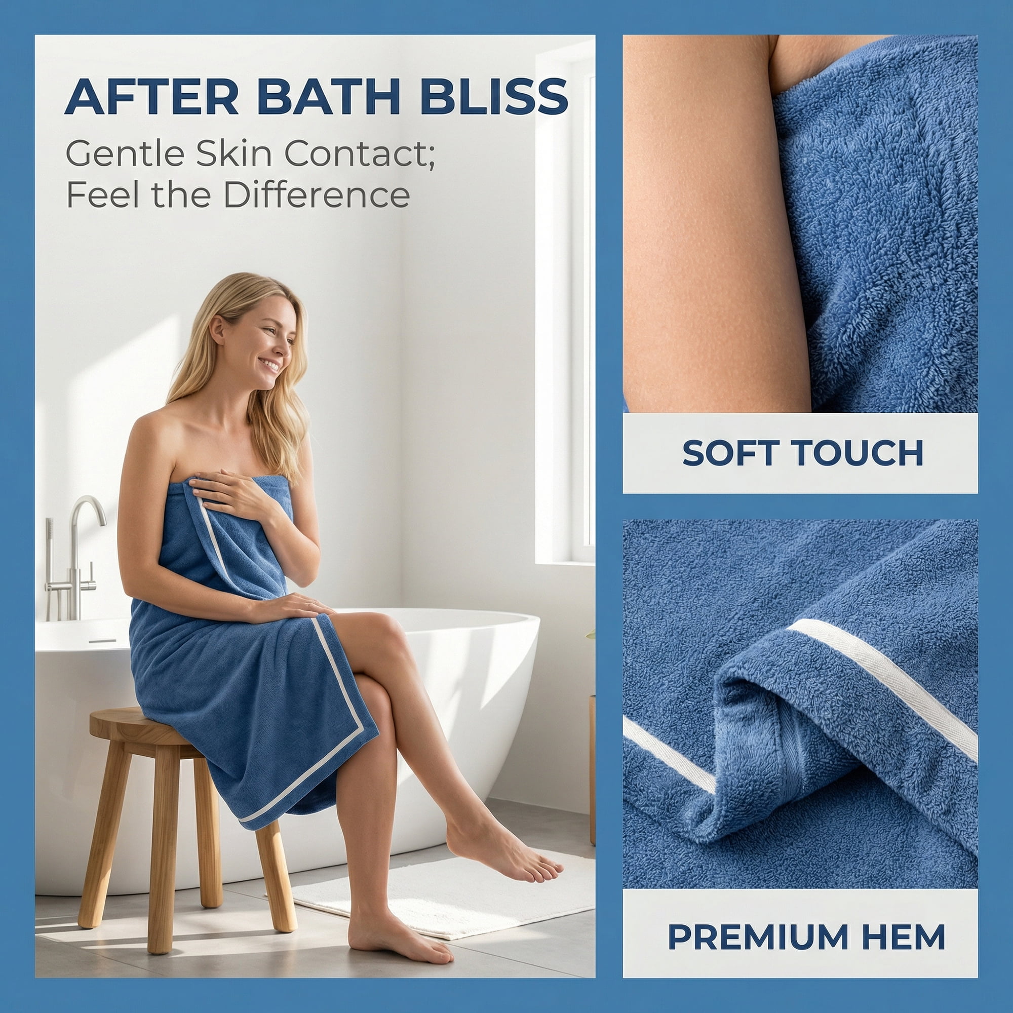Unique Bargains Ultra Soft Absorbent Coral Fleece Towel 2 Pack Dark Blue 63"x31"