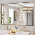 thumbnail image 1 of Metal Framed Bathroom Mirror for Wall, 60X36 Inch Rounded Rectangle Mirror, Tempered Glass, Hangs Horizontally or Vertically My Lux Decor Round, 1 of 10