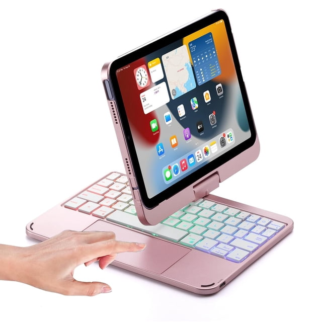 Funda con teclado PboyiqiS para iPad mini 7/6 de 8,3" con touchpad y RGB