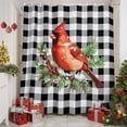 thumbnail image 2 of Shower Curtains Sets for Bathroom Decor Red Bird Berries Waterproof Bathroom Curtain with Hooks, Black White Check for Bathroom Decor,36x72IN, 2 of 9