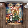 thumbnail image 4 of Merry Christmas Bernese Mountain Dog Santa Hat Xmas Tree Winter Holiday Quilt Bedding Set Berner Lover Gifts 1 Blanket Bed Cover 2 Pillowcases - 01013, 4 of 5