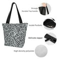 thumbnail image 4 of Salouo Weave Geometric for Shoppers Tote for Women Foldable Handbags with Big Capacity Casual One-Shoulder Shopping Bag Hobo Bags Fit for Office/Shopping/Park, 4 of 6