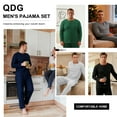 thumbnail image 6 of QDG Men's Pajama Set Soft Henley Neck Long Sleeve Top and Pants Brushed Ribbed Lounge Sleep Sets, 6 of 7