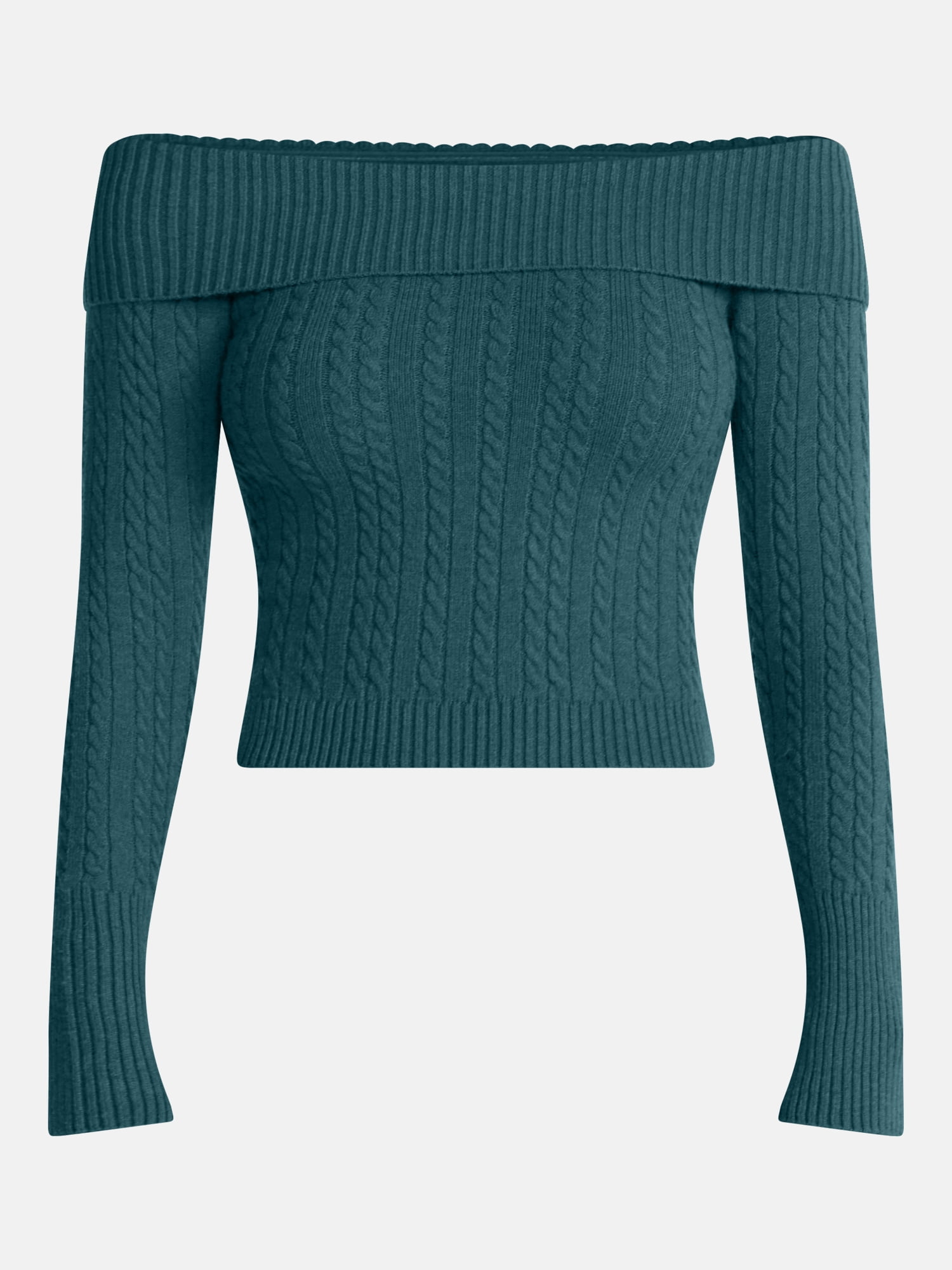 No Boundaries Cable Knit Off The Shoulder Sweater, Women's XXS-XXL