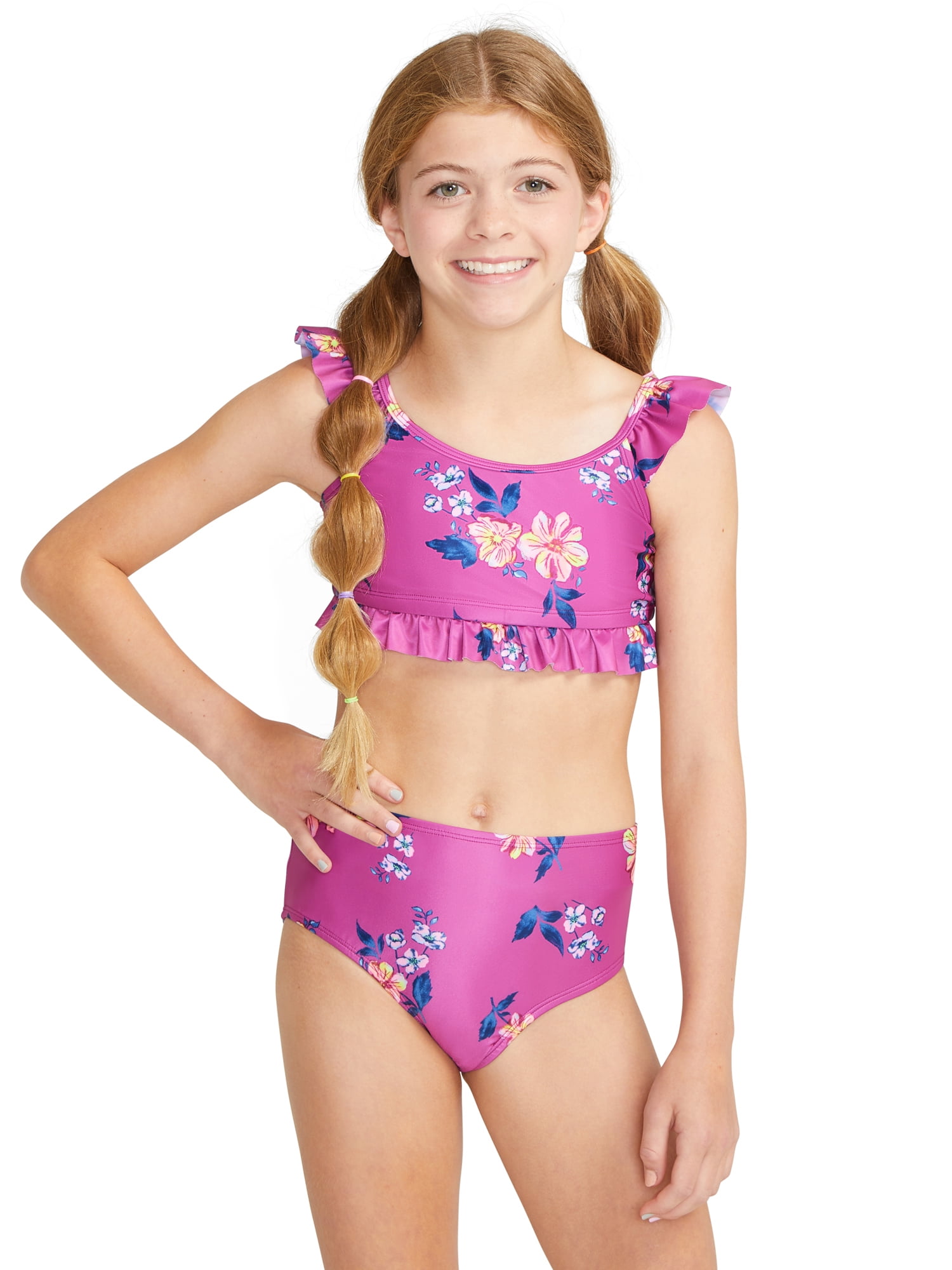 Justice Swimsuit Bikini Cactus Pink Girls Swim Two Piece Sz 18 New Bathing Suit 