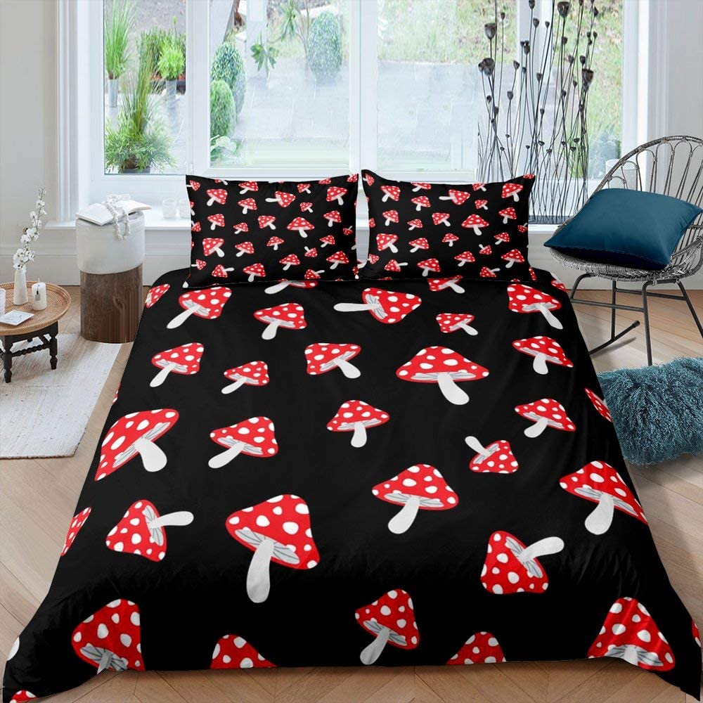 WEIS Cute Mushroom Duvet Cover for Kids 
