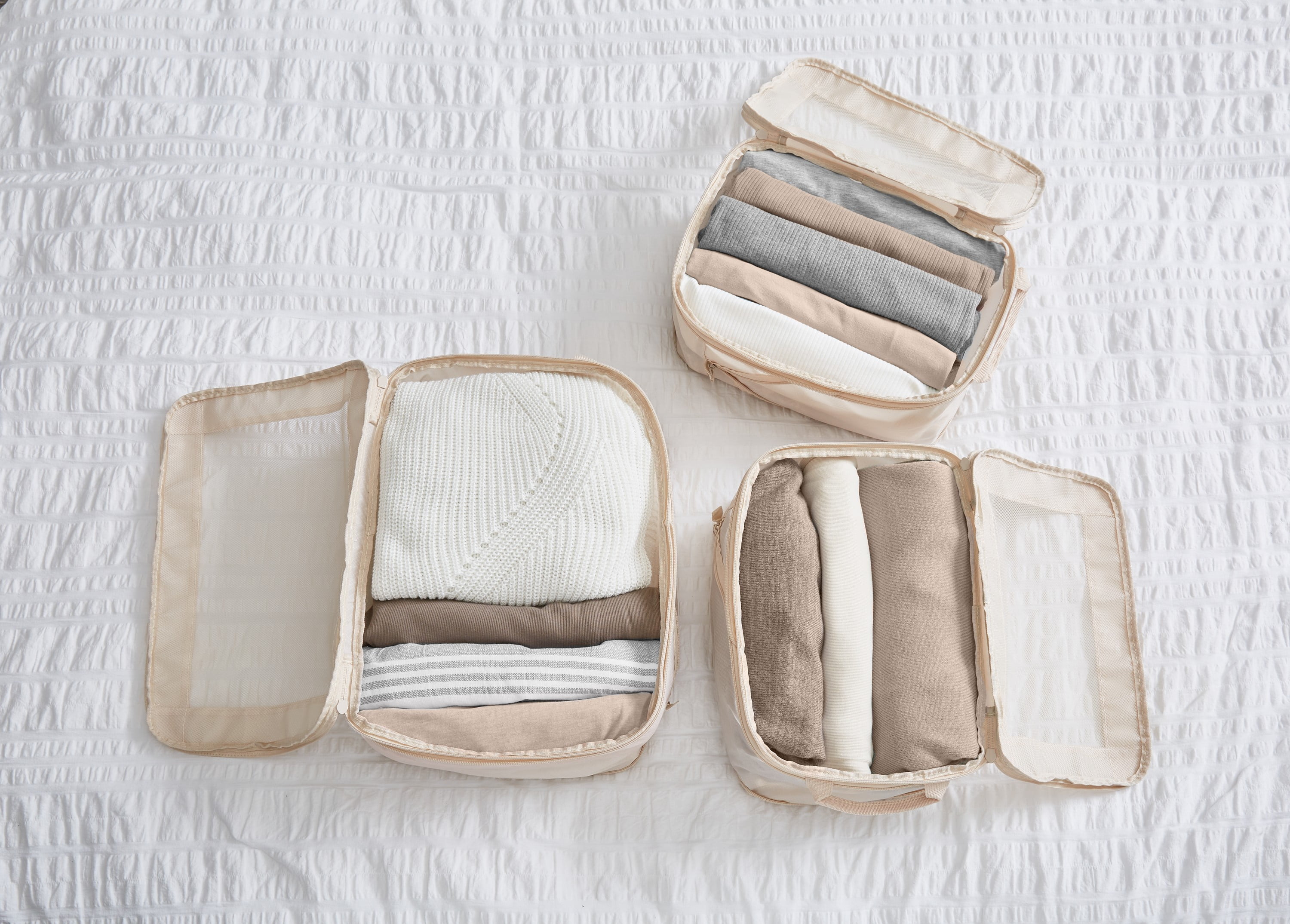 Gforce 3 Piece Deluxe Compression Packing Cubes in Stone