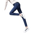 thumbnail image 4 of Women’s Korean Slim Fit Jeans Fashion Solid Color Plush Stretch High-waist Tight Denim Long Pants, 4 of 6