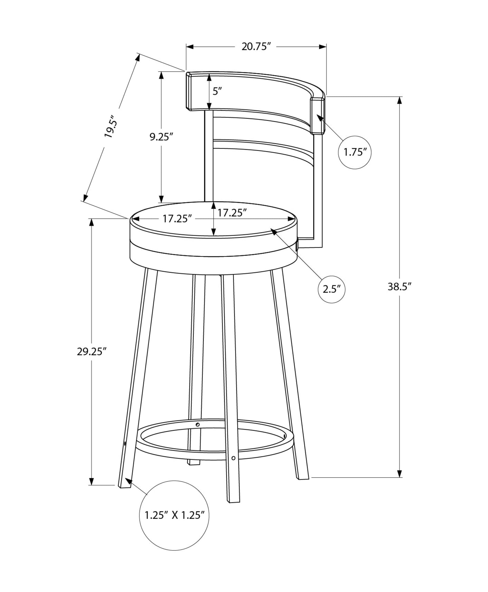 Monarch Specialties - I 2303 Barstool, 39" Height, Swivel, Bar Height, Set Of 2, Grey Fabric